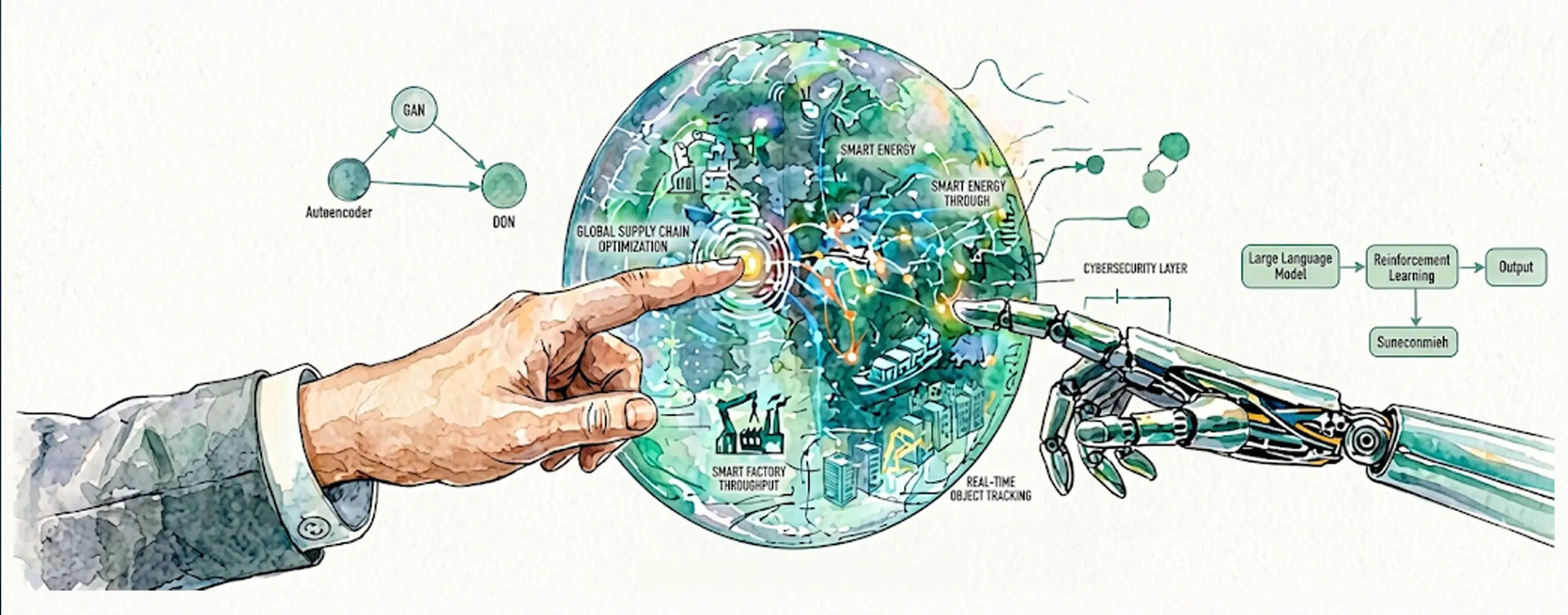 Main humaine et une main de robot travaillent ensemble