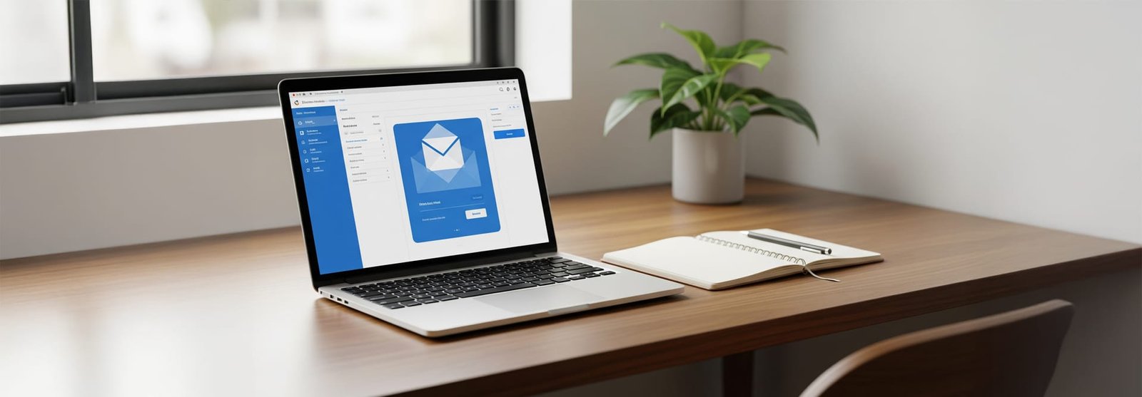 Bureaut avec un ordinateur et Outlook